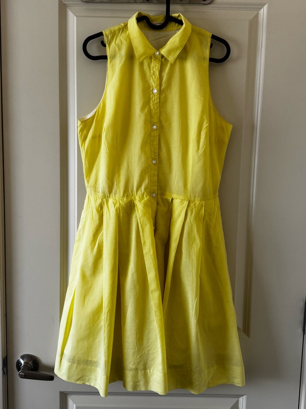 Original Penguin Yellow Sleeveless Collared Button-Front Dress